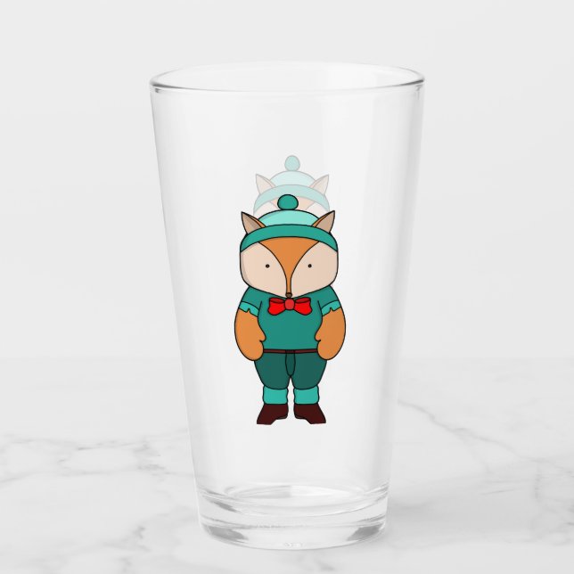 Cute green fox glass (Front)