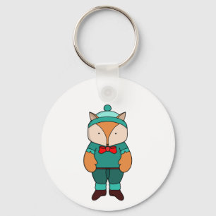 Cute green fox key ring