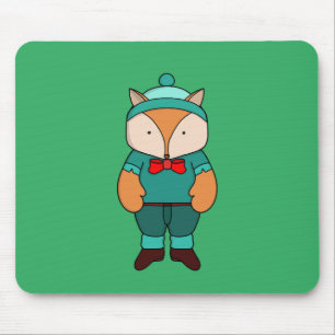 Cute green fox mouse pad