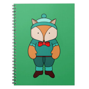 Cute green fox notebook