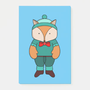 Cute green fox post-it notes