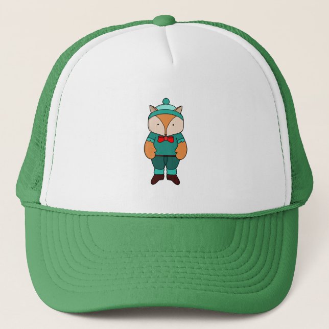 Cute green fox trucker hat (Front)