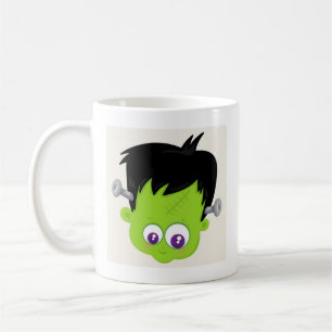 Cute Green Frankenstein Monster face Halloween Coffee Mug
