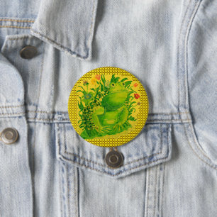 Cute Green Frog Artwork Painting 7.5 Cm Round Badge