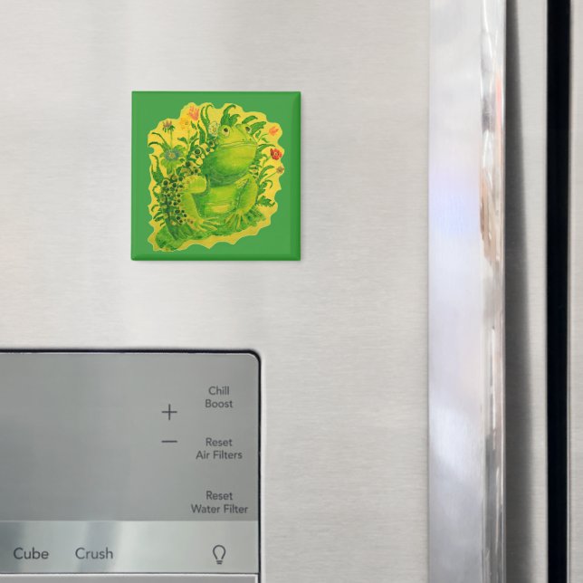 Cute Green Frog Artwork Painting Magnet (In Situ (Fridge))