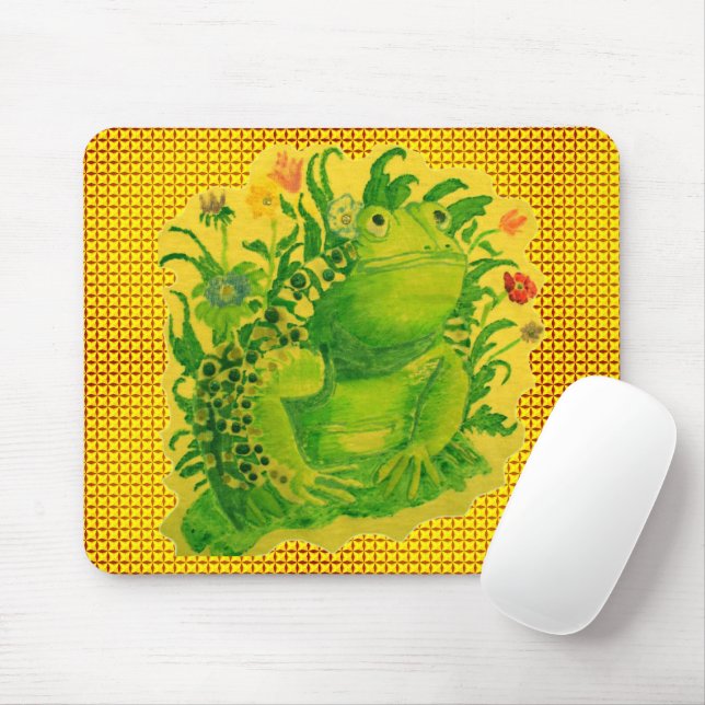 Cute Green Frog Artwork Painting Mouse Pad (With Mouse)