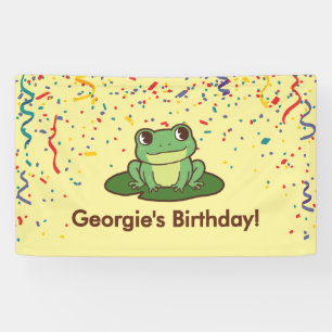 Cute Green Frog Birthday Party  Banner