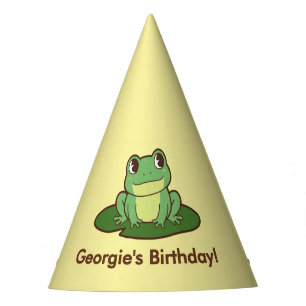 Cute Green Frog Birthday Party Paper Hat