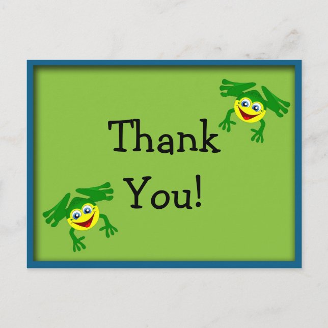 Cute Green Frog Birthday Thank You Postcard (Front)