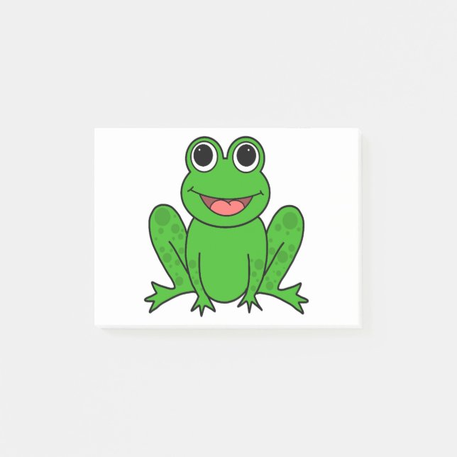 Cute Green Frog Cartoon Post-it Notes (Front)