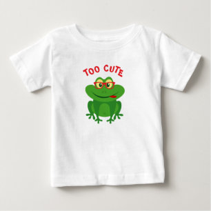 Cute green frog cartoon with spectacles custom baby T-Shirt