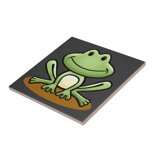 Cute Green Frog Ceramic Tile (Side)