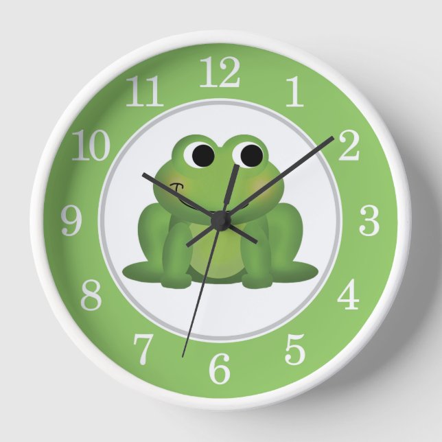 Cute Green Frog Clock (Front)