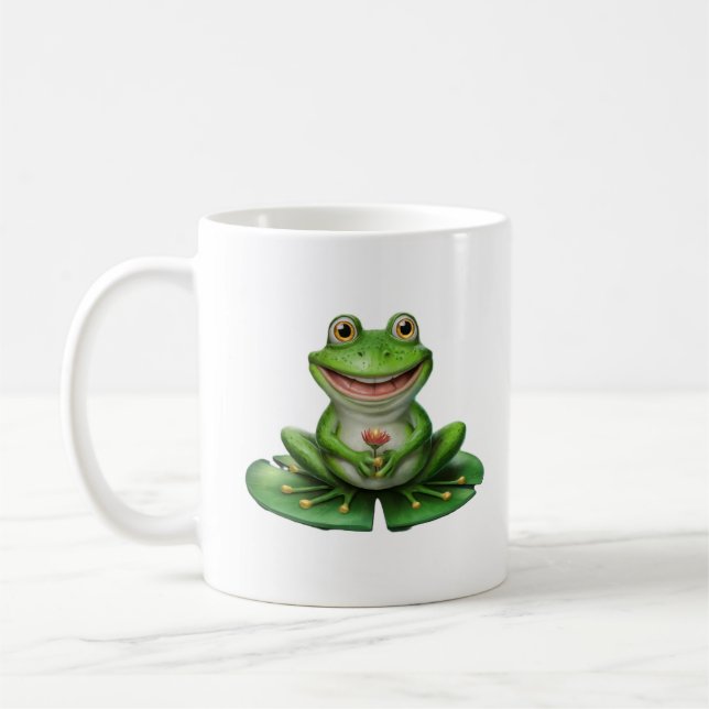 Cute Green Frog Coffee Mug (Left)
