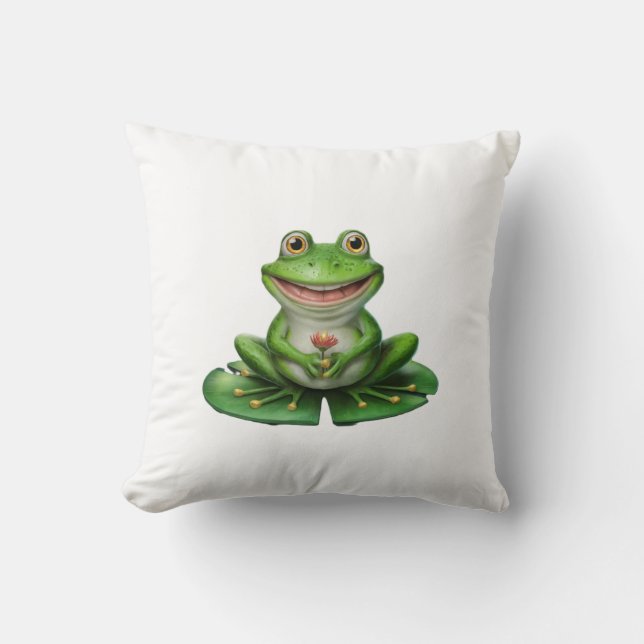 Cute Green Frog Cushion (Front)