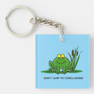 Cute Green Frog Design Acrylic Keychain