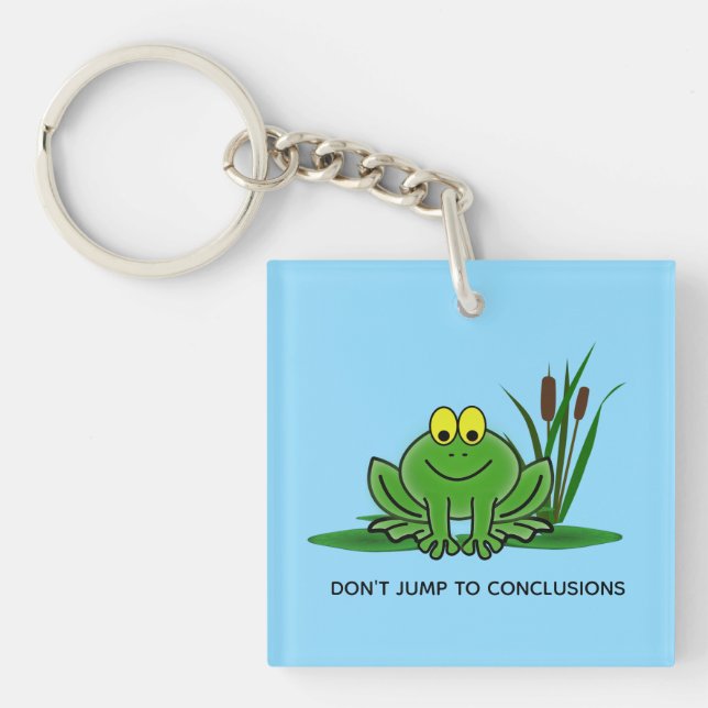 Cute Green Frog Design Acrylic Keychain (Front)