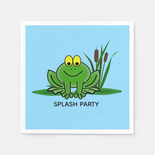 Cute Green Frog Design Paper Napkins (Front)