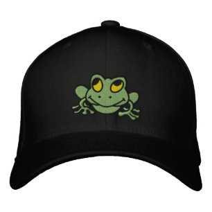 Cute Green Frog Embroidered Cap