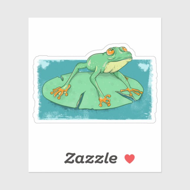 Cute green frog on a lily pad (Sheet)