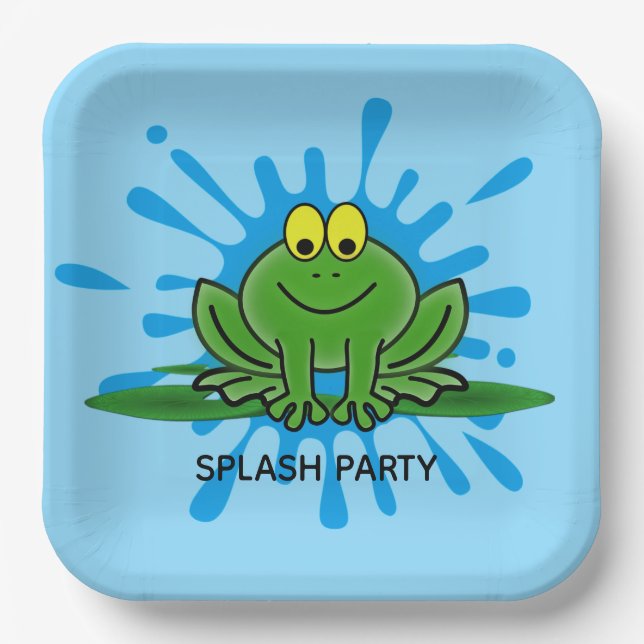 Cute Green Frog Paper Plate (Front)