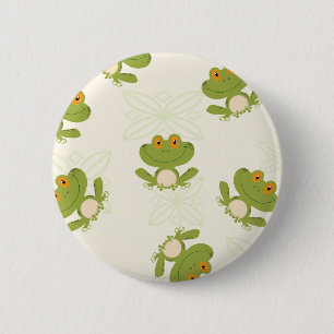 Cute Green Frog Pattern 6 Cm Round Badge