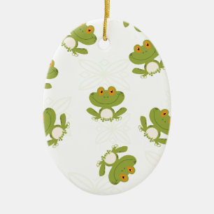 Cute Green Frog Pattern Ceramic Ornament