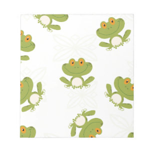 Cute Green Frog Pattern Notepad