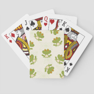 Cute Green Frog Pattern Playing Cards