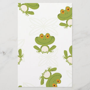 Cute Green Frog Pattern Stationery