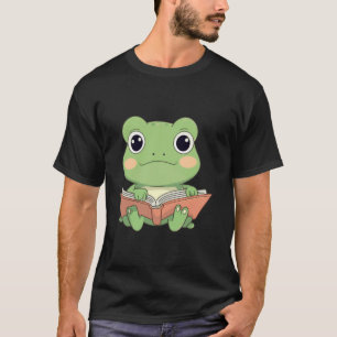 Cute Green Frog Reading Book Amine Read Lover Men T-Shirt