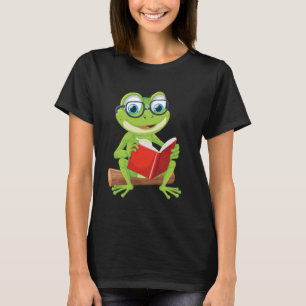 Cute Green Frog Reading Book Amine Read Lover Men T-Shirt