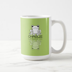 Cute Green Frog Reflection Doodle Custom Name  Coffee Mug