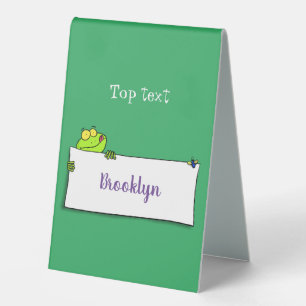 Cute green frog sign cartoon illustration