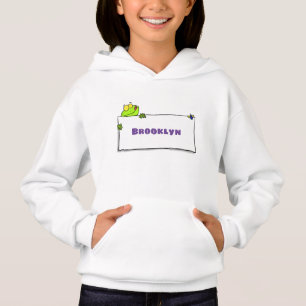 Cute green frog sign cartoon illustration