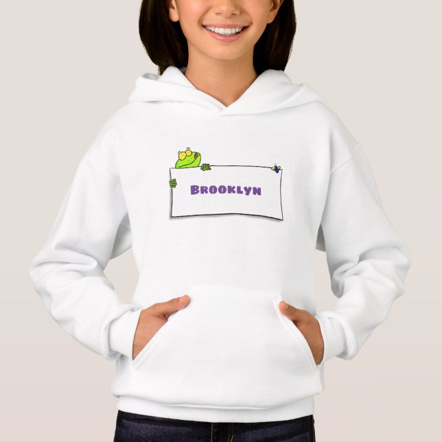 Cute green frog sign cartoon illustration (Front)