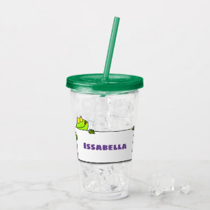 Cute green frog sign cartoon illustration acrylic tumbler