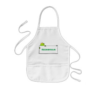 Cute green frog sign cartoon illustration kids apron