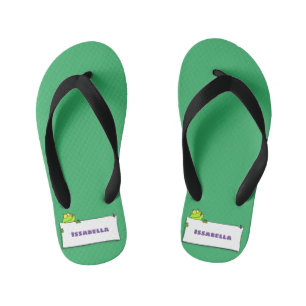 Cute green frog sign cartoon illustration kid's thongs
