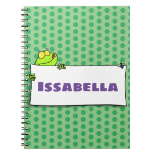 Cute green frog sign cartoon illustration notebook