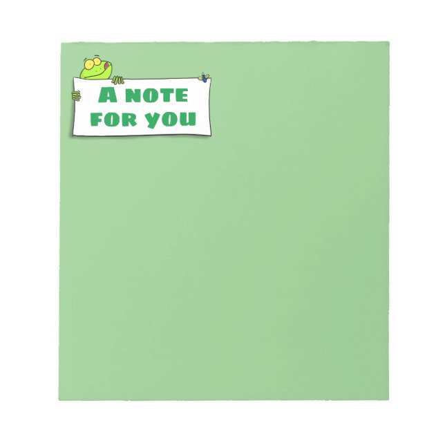 Cute green frog sign cartoon illustration notepad (Front)