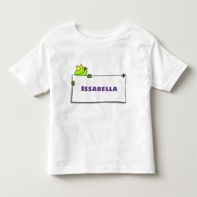 Cute green frog sign cartoon illustration toddler T-Shirt (Front)