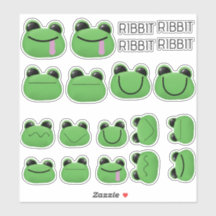 Cute Green Frog Sticker Set