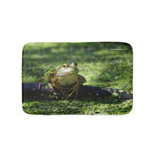 Cute Green Frog Strikes a Pose on the Hose Bath Mat
