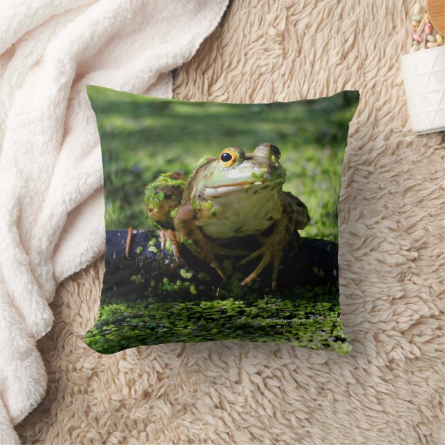 Cute Green Frog Strikes a Pose on the Hose Cushion (Blanket)
