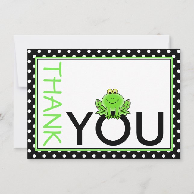 Cute Green Frog Thank You Note Card (Front)