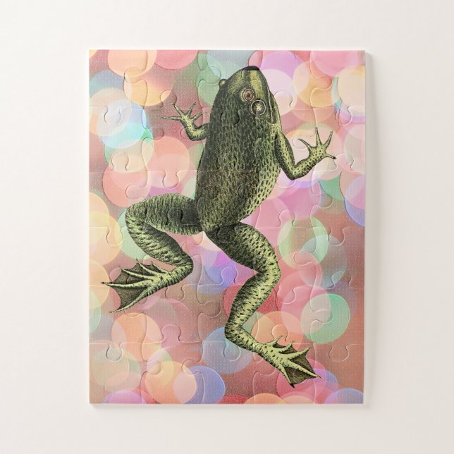 Cute Green Frog Young Child Puzzle (Vertical)