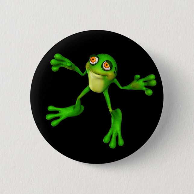 Cute Green Froggy 6 Cm Round Badge (Front)