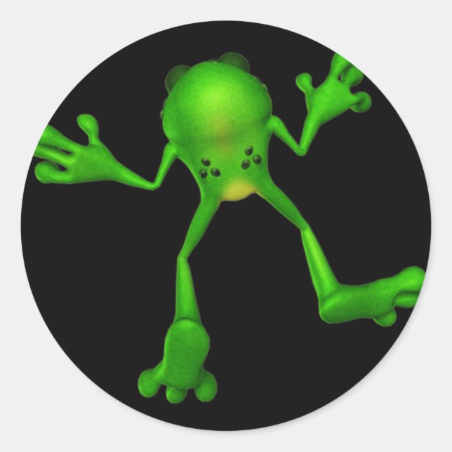 Cute Green Froggy Classic Round Sticker (Front)