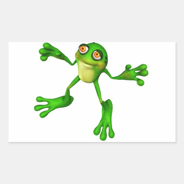Cute Green Froggy Rectangular Sticker (Front)
